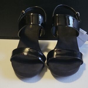 Patent Leather Black Women’s Ankle-Strap Sandals  O6
